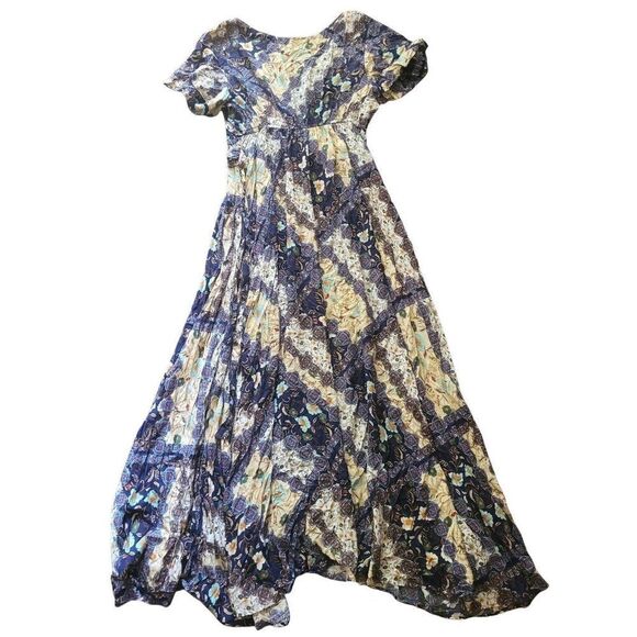 Abel the Label Dress Women's Medium Mixed Print Floral Boho Tie Waist Maxi - Picture 2 of 6